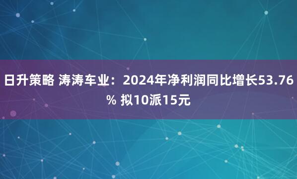 日升策略 涛涛车业：2024年净利润同比增长53.76% 拟10派15元